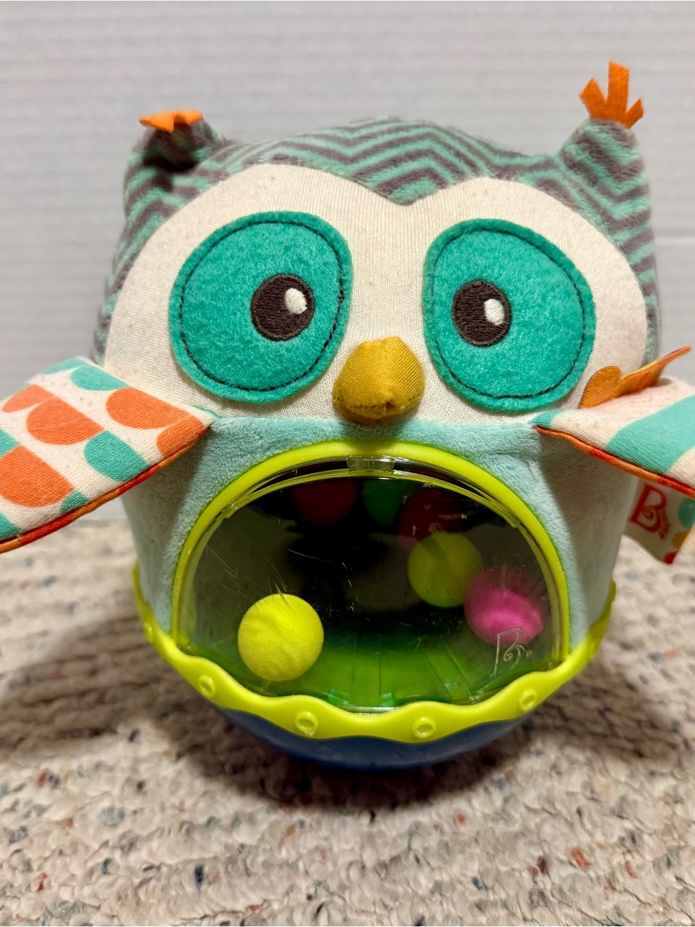 B. Toys Hooty-Hoo Wobble Toy Unisex, Multicolor Owl Sensory, Music Rattle-tested